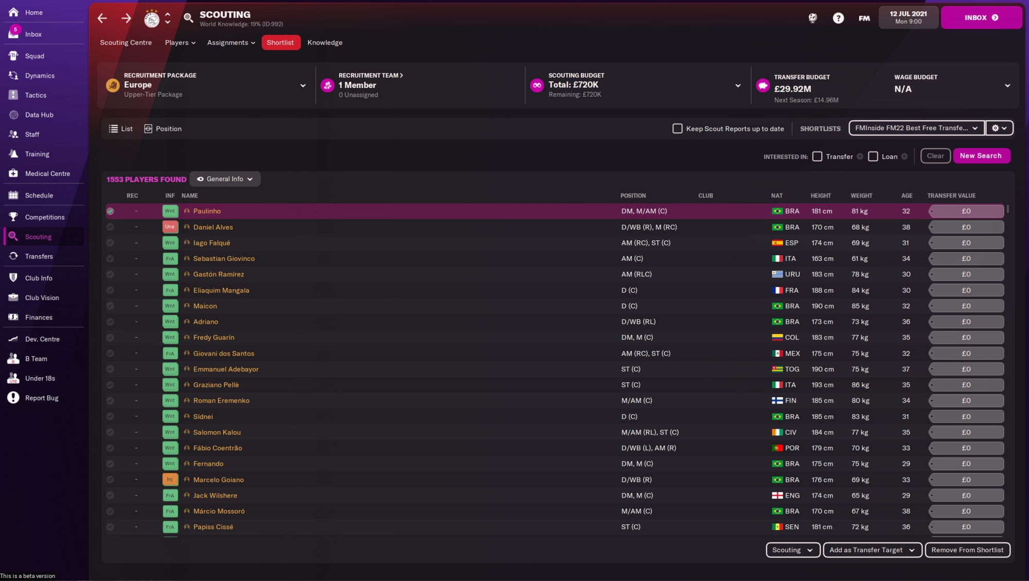 FM21] Free Database (All Players no contract / Free Agent)