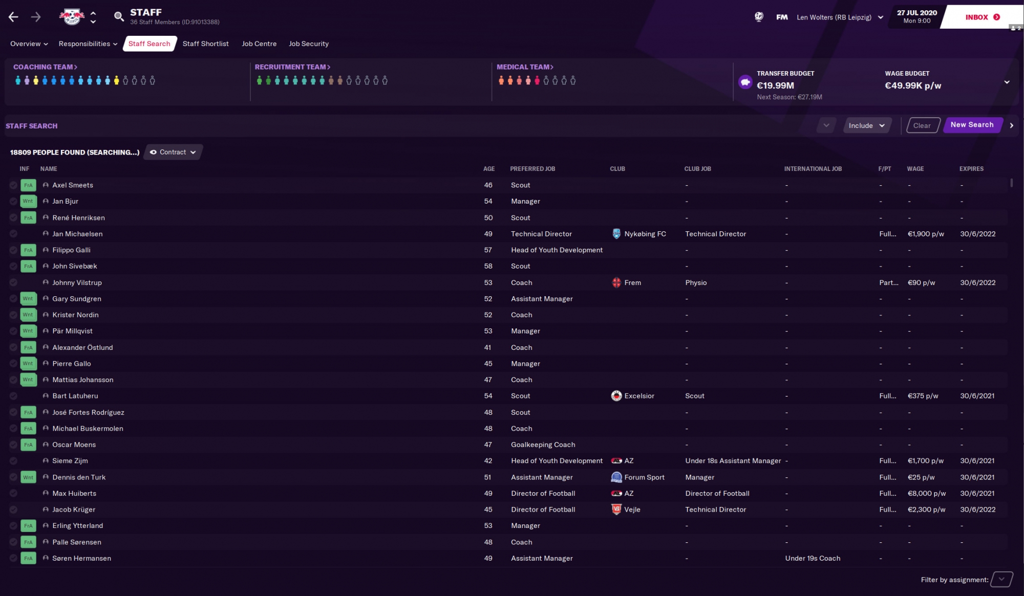 Staff Search Football Manager 2021